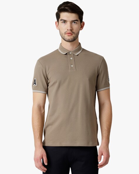 Buy EMPORIO ARMANI Milano 81 Regular Fit Polo T-shirt | Beige Color Men |  AJIO LUXE