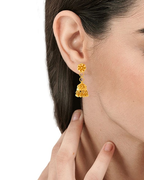 Buy Beautiful Cute Small Petal Shape Ruby Stone Jhumkas Gold Plated Jhimiki  Earring Designs