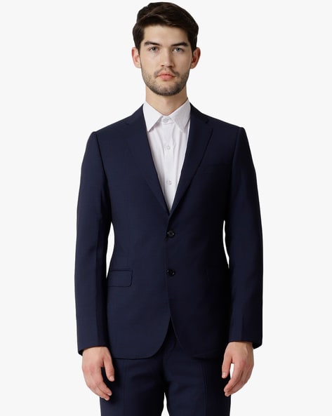 Buy EMPORIO ARMANI Woollen Regular Fit Single-Breasted Pant & Suit Set |  Navy Blue Color Men | AJIO LUXE