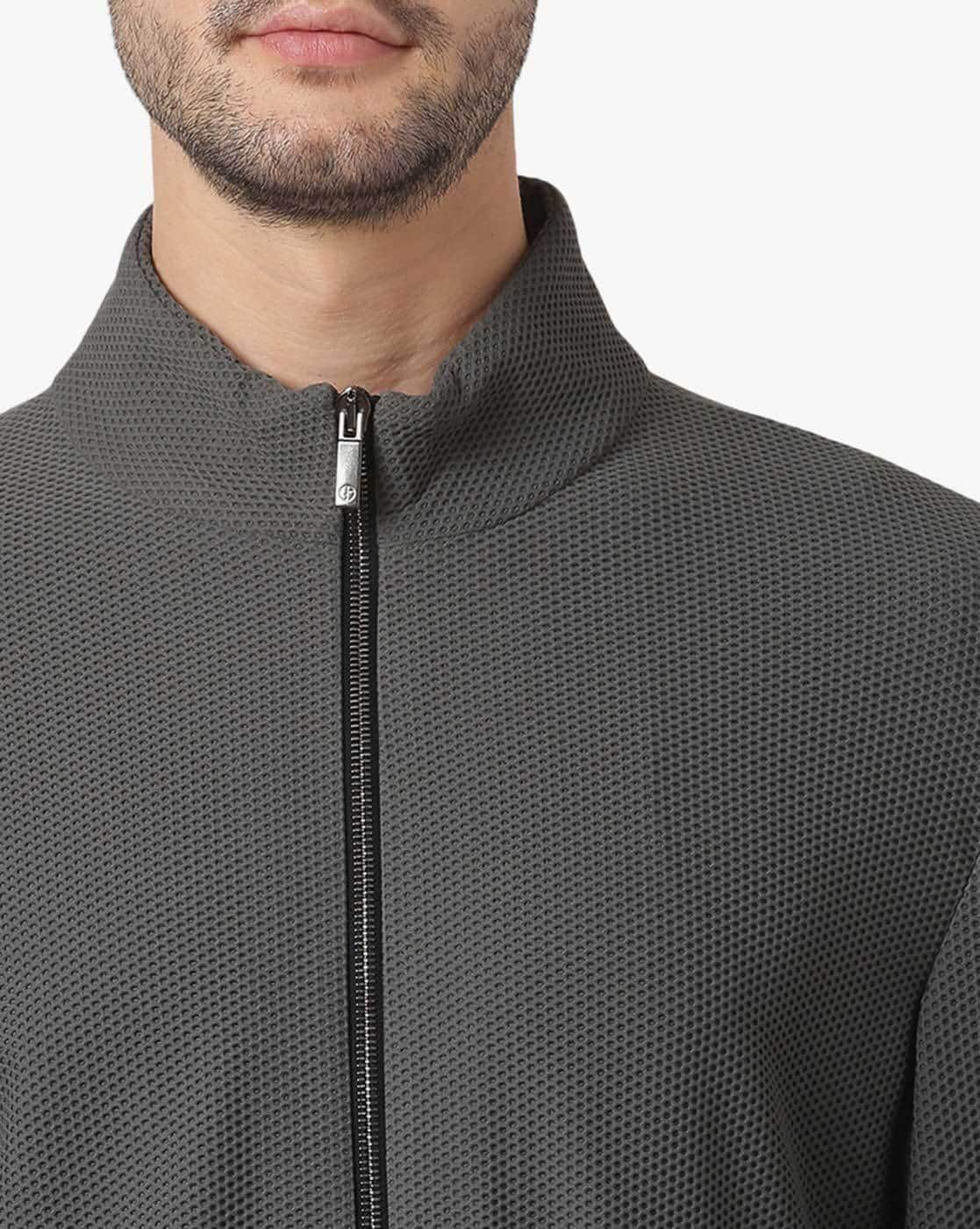 Buy GIORGIO ARMANI Zip-Front Blazer with Flap Pockets | Grey