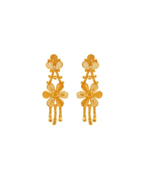 Buy PC Chandra 22KT Gold Floral Design Stud Earrings Online | PC Chandra  earrings