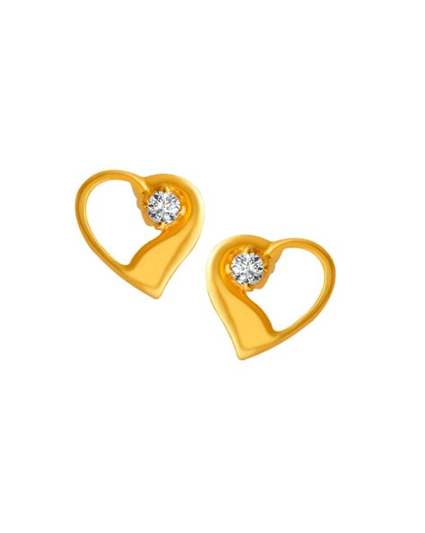 Stylish Fancy 18K Yellow Gold Heart Shape Drop Earrings – atjewels.in