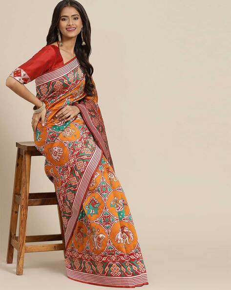 Buy Orange Sarees for Women by SHUBHVASTRA Online 