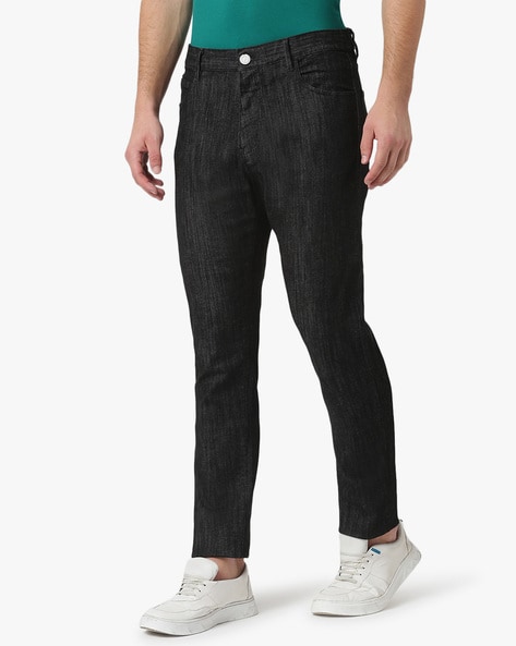 Buy GIORGIO ARMANI Slim Fit Ankle Length Jeans Black Color Men