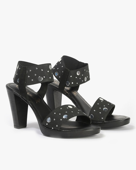 Catwalk Embellished Ankle-Strap Chunky-Heeled Sandals