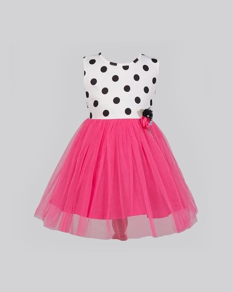 fuchsia polka dot dress