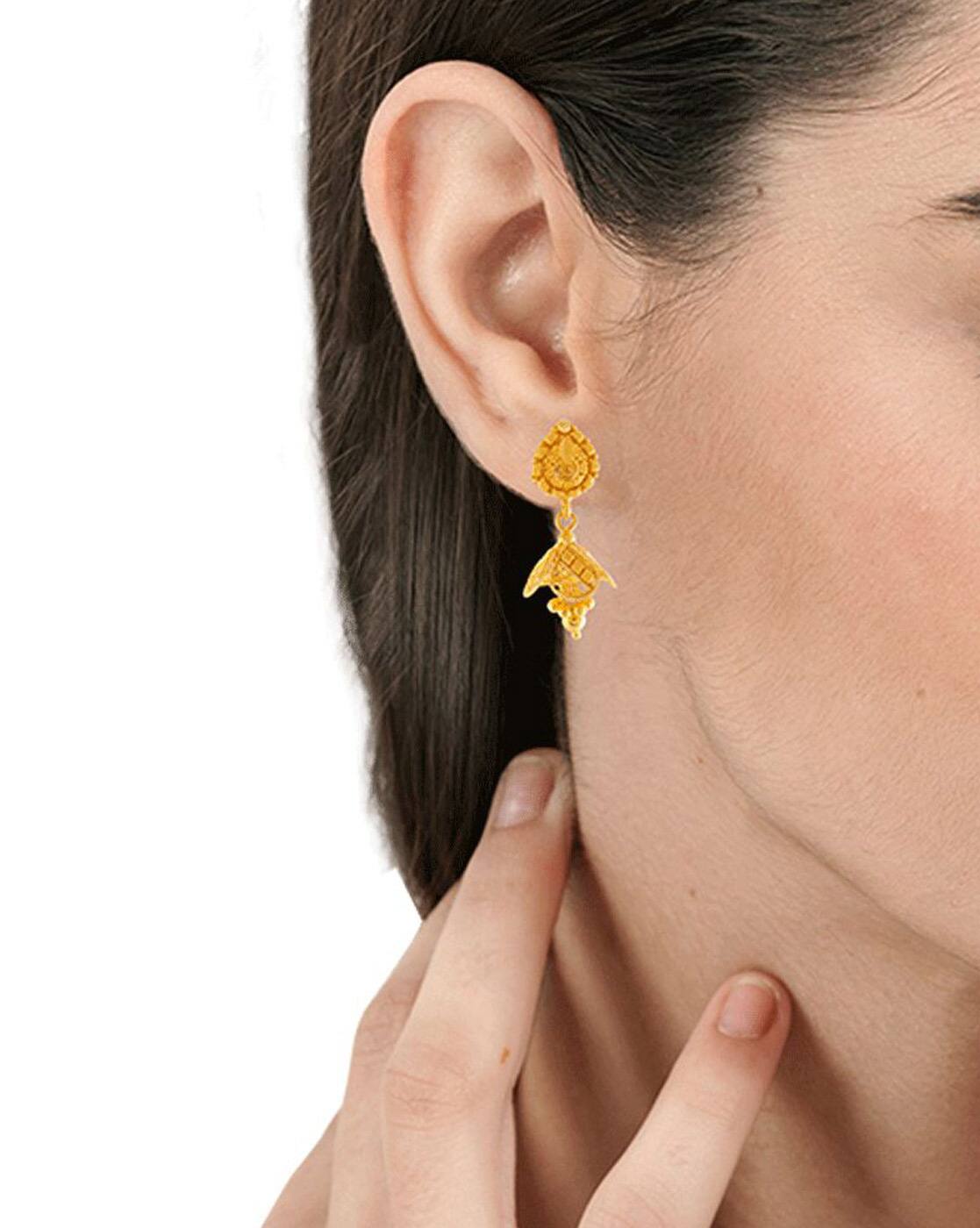 Buy Yellow Gold Earrings for Women by P 