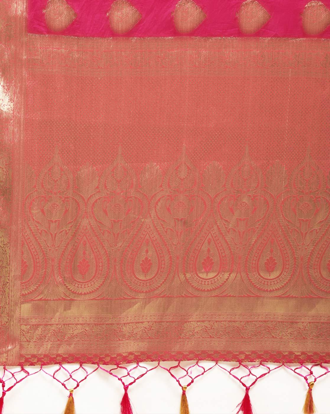 Buy Pink Silk Blend Saree, MSL-RJ-KZH-271007/MSL8