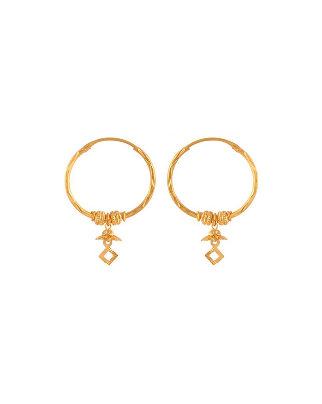 Gold Earrings Leaf Design - South India Jewels