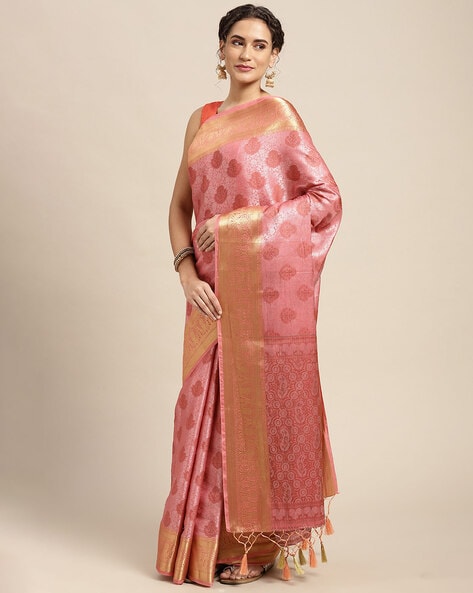 Blue and Pink color paithani sarees with temple border saree design  -PTNS0004418