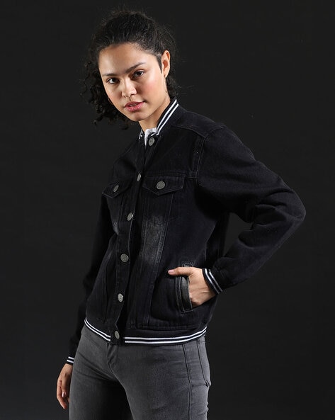 Women Full Sleeves Black Colour Denim Jacket at Rs 158/piece in New Delhi |  ID: 25632949612