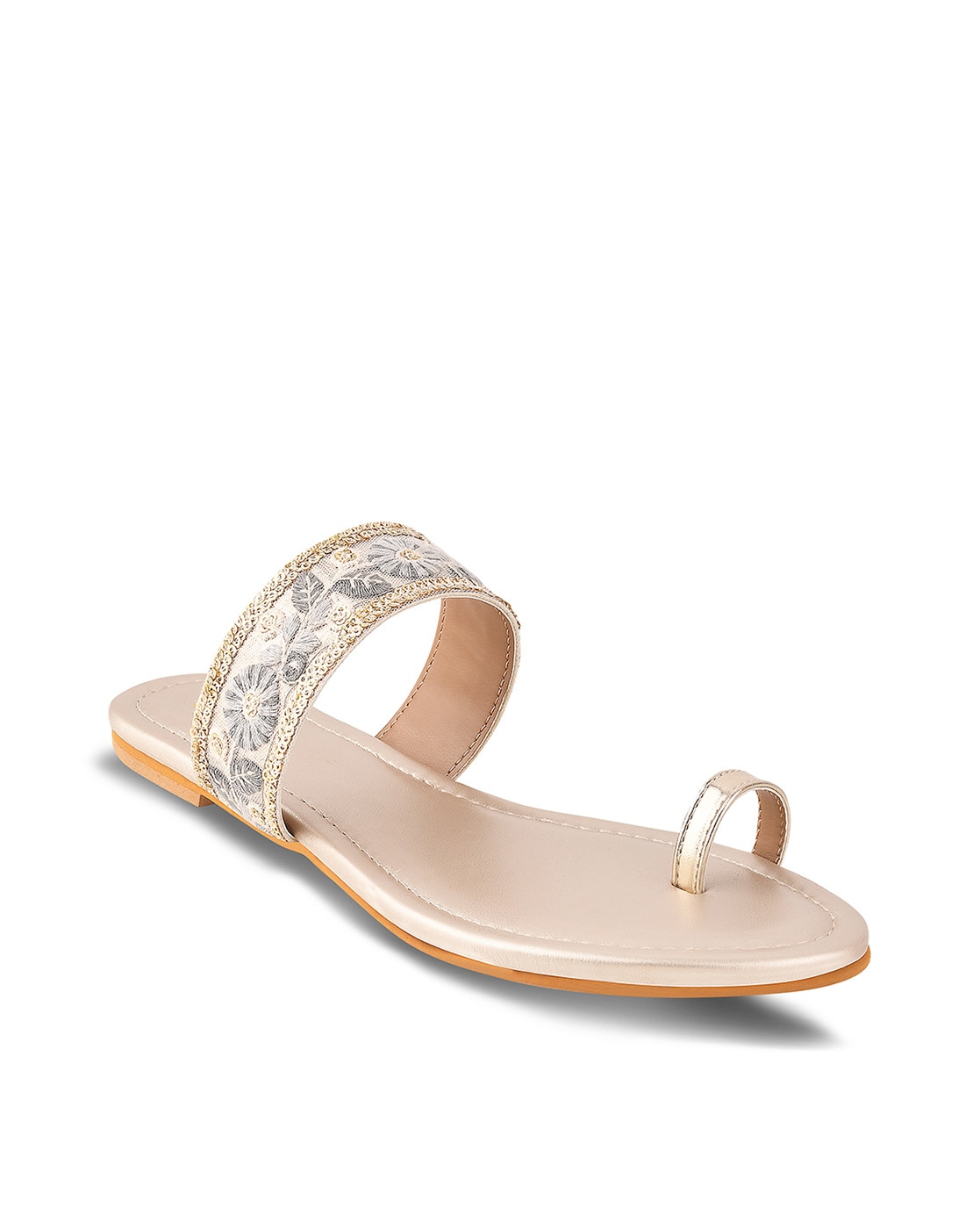 Rose Gold Sandals Open Toe Ankle Strap Flat Sandals|FSJshoes