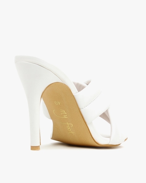 White leather mules discount heels