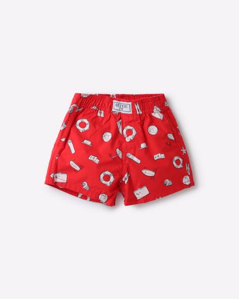 Graphic Print Cotton Cargo Shorts
