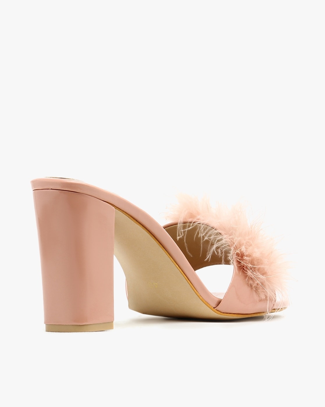 Pink fur heels online sandals