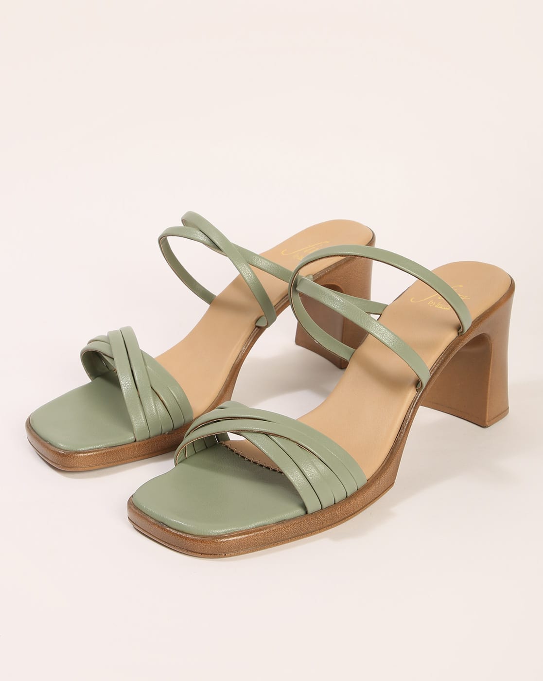 Buy Green Heeled Sandals for Women by Five By Inc.5 Online | Ajio.com