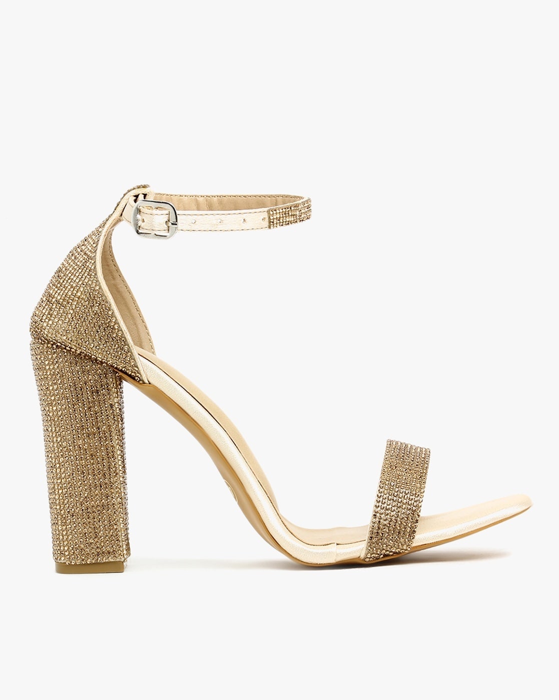 Gold three best sale strap heels