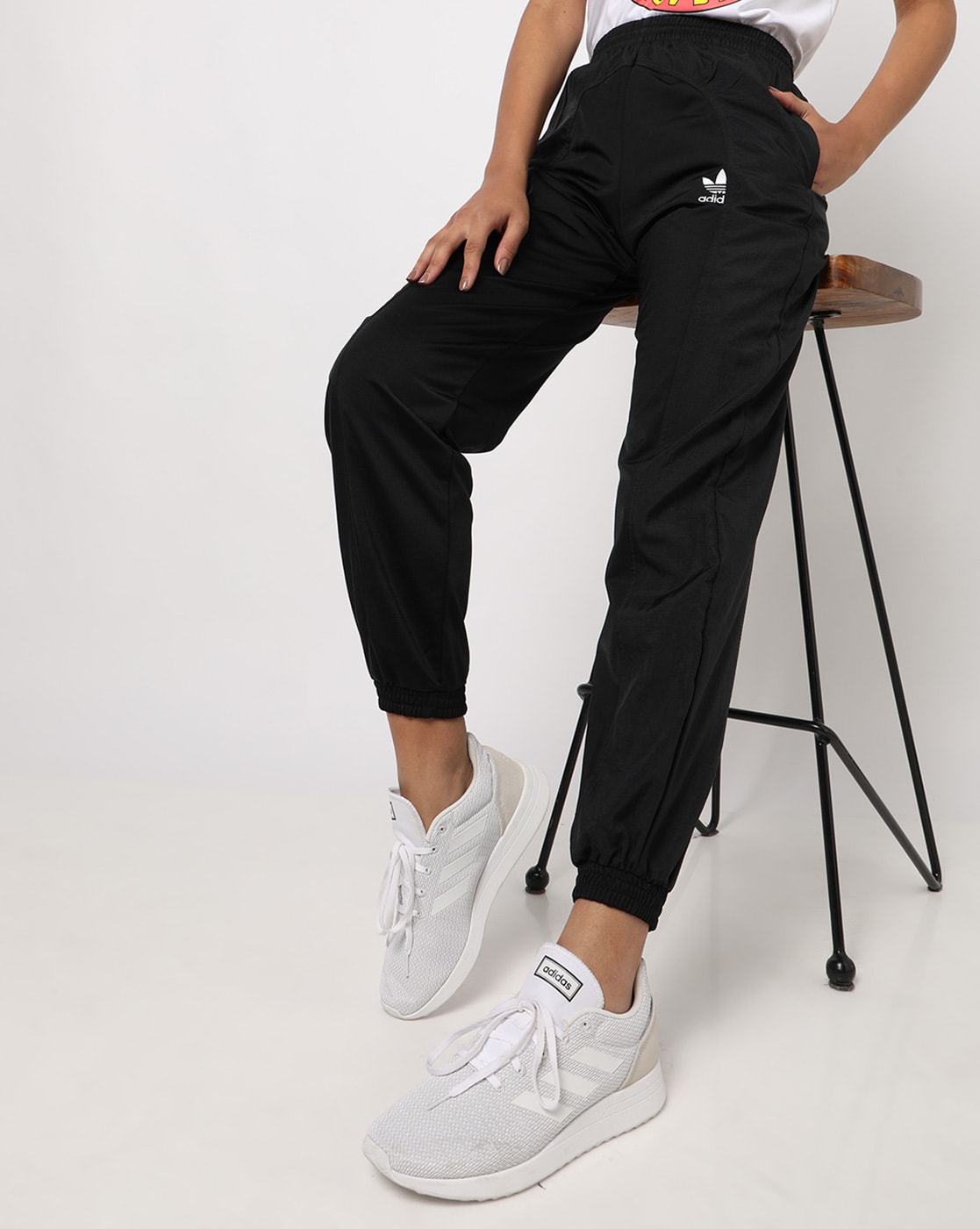 Loose fit Black Track Pant With Printed Pattern