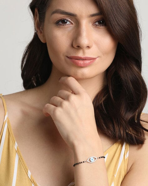 Buy ZIVOM® Evil Eye Customised Alphabet Initial Letter U Baguette Cubic  Zirconia 22K Gold Hand Mangalsutra Bracelet for Women at Amazon.in