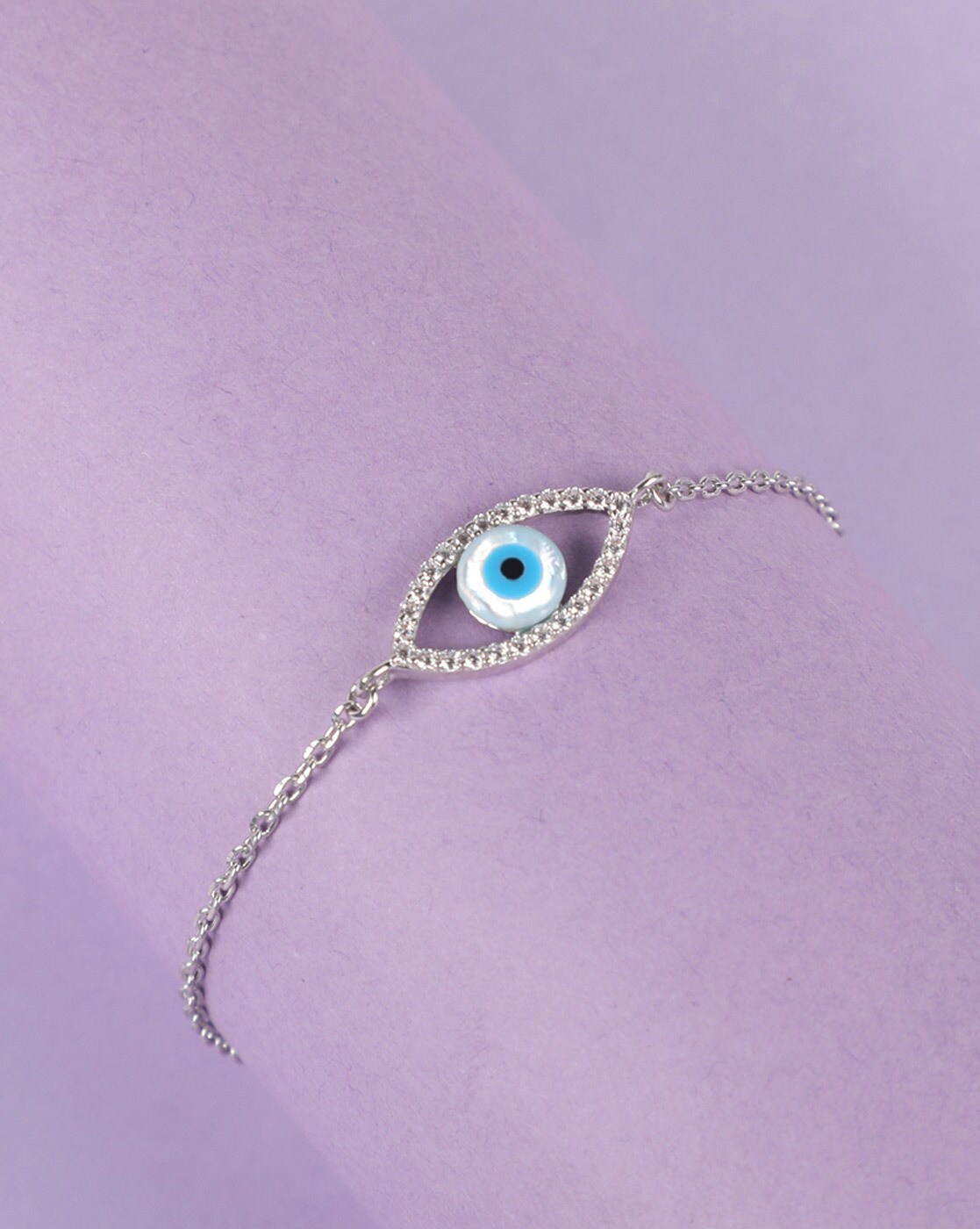 evil eye bracelet in silver