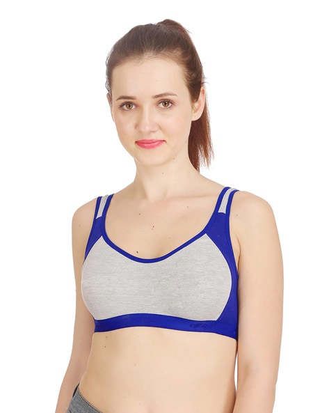 Panelled Sports Bra with Adjustable Straps