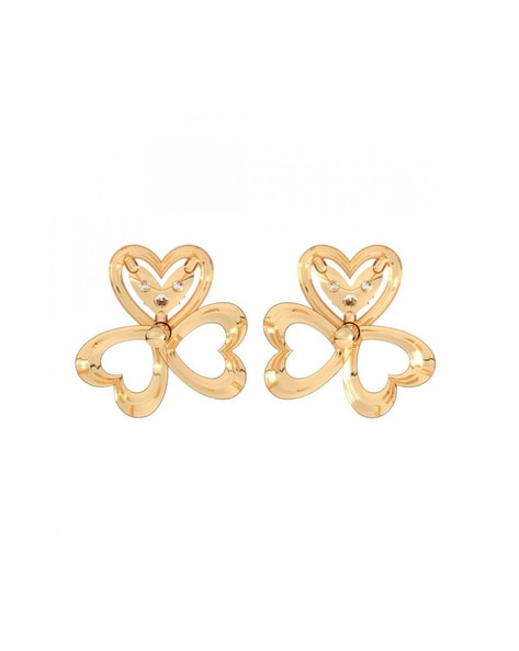 14K Gold Push Heart Flat Back Earring 14K Yellow