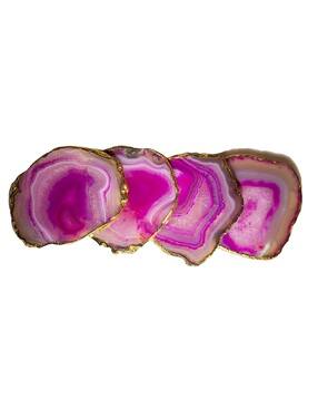 homearte india Pack of 4 Agate Coasters with gold edge-picture-35