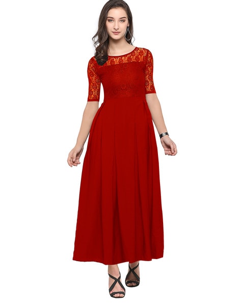 Buy Payal Red Coloured Rayon One Piece Gown at Amazon.in
