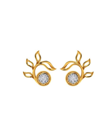Gold Button Stud Earrings | Diamond Emerald Sapphire Tanzanite – Hozoni  Designs