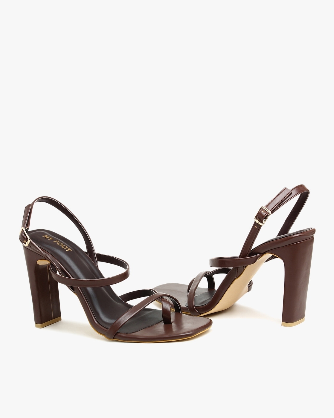 Express Leather Round Toe Strappy Heeled Sandals Brown Women's 9.5 |  Vancouver Mall