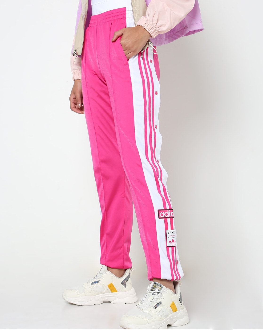 High-Rise Fitted Track Pants with Placement Stripes
