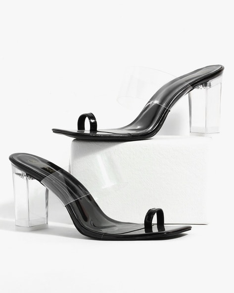Ankle Strap Clear Block Heel Two Parts | boohoo