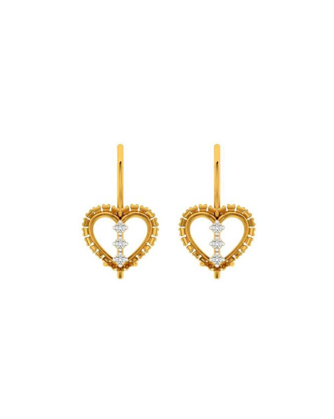 ROSE GOLD HEART SHAPED DANGLE EARRINGS WITH DIAMONDS, .10 CT TW - Howard's  Jewelry Center