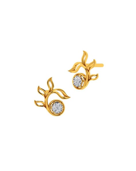 Simple Flower Stud Earrings, 14K Yellow Gold, Length 3/8 Inch, Small - Ruby  Lane