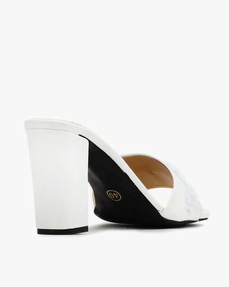 white slip on heels