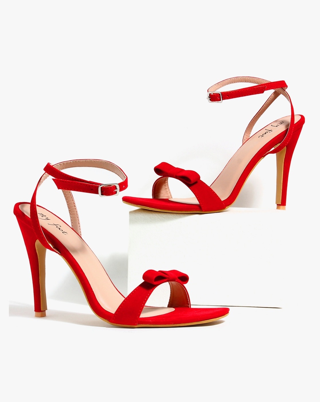 Red strappy heels new deals look