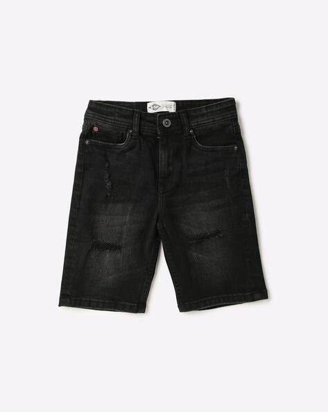 Washed Shorts with Distressing