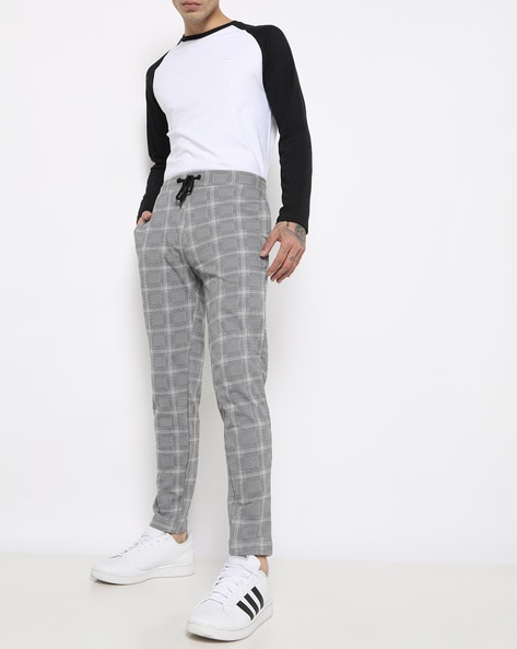 Mens Straight Checkered Leisure Pants Elegant Business Fabric Slim Fit Mens  Checkered Trousers Leisure Work Slim Fit Sweatpants (Color : Black, Size :  Large) : Amazon.ca: Clothing, Shoes & Accessories