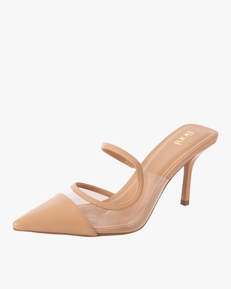 Heeled pointed toe online mules