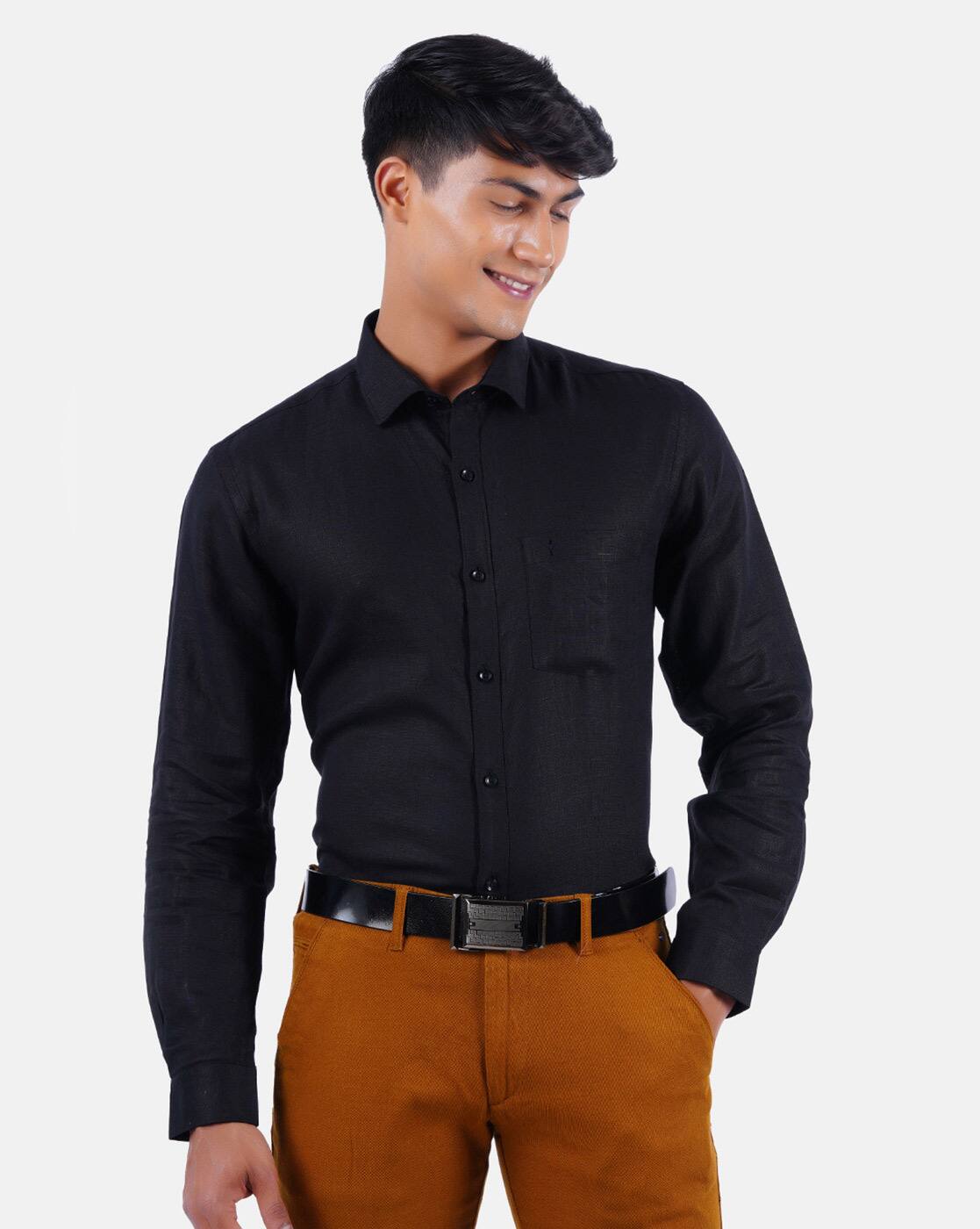 Black Shirts for Men by Ramraj Cotton 