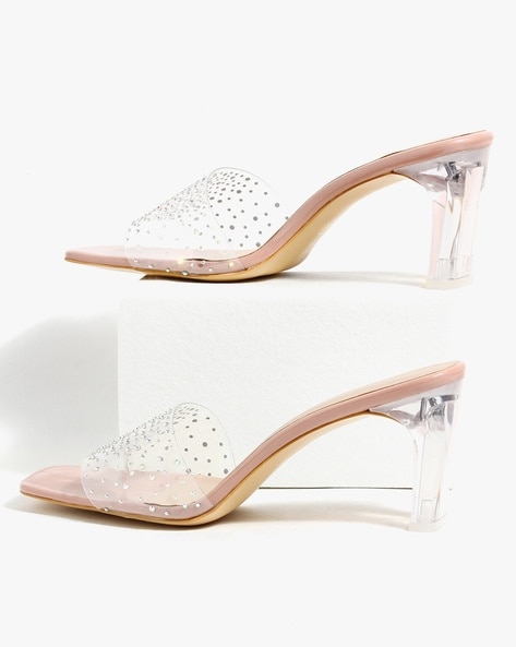 Your feet deserve these Sparkly, Glittery Crystal Sandals featuring Mid  Block Heel. Transparent Upper enhance the nude… | Crystal sandals, Heels,  Block heels sandal