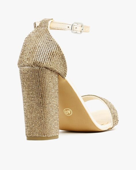 Women's Glitter Filled Block Heels - Gold