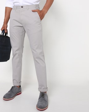 Buy Roadster Men Grey Slim Fit Pure Cotton Sustainable Chinos  Trousers  for Men 2363526  Myntra