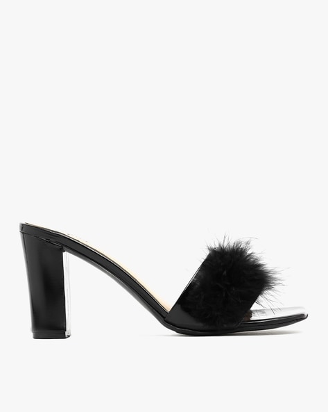 Manolo Blahnik | Mincha Fur-Trim d'Orsay Sandal Heel REAL Grey Fur! Size:  38.5 | eBay