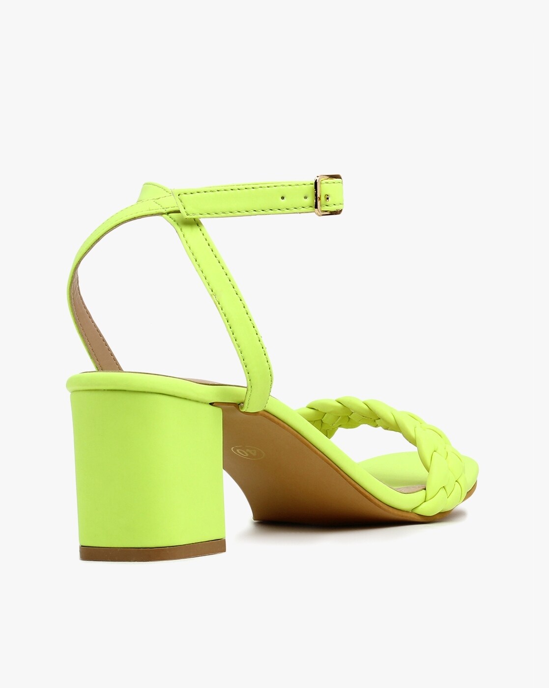 Buy GNIST Yellow Braided Tie Up Block Heel Sandal Online