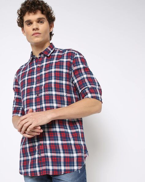 flying machine red check shirt