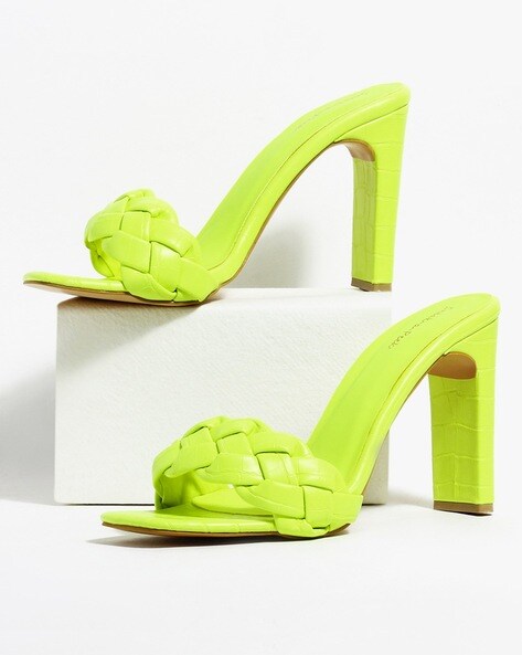 Schutz Mayte - Lime Green Sandals - Leather Heels - High Heels - Lulus