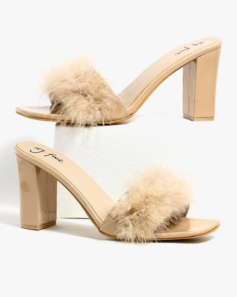 Faux fur outlet chunky heels