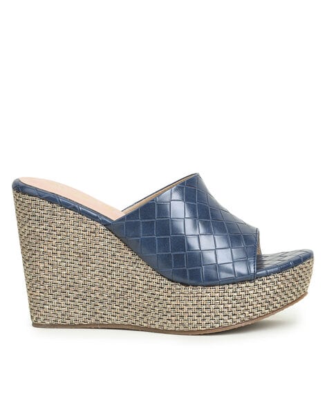 Navy leather wedges new arrivals