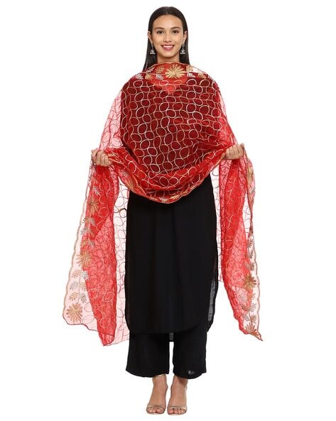 Embroidered Organza Dupatta Price in India